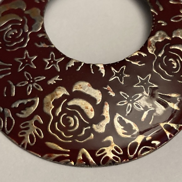 Rose Flower Hoop Circle Earrings - Picture 3 of 16